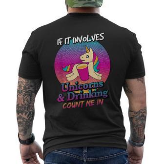 Unicorns And Beer Drinking Unicorn T Men's T-shirt Back Print - Monsterry