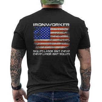 Union Ironworker American Flag Labor Day Mens Back Print T-shirt - Thegiftio UK