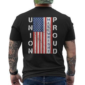 Union Proud American Flag Millwright Mens Back Print T-shirt - Thegiftio UK