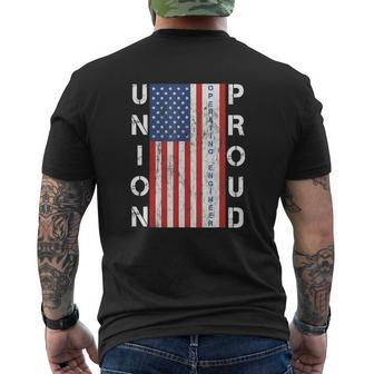 Union Proud American Flag Operating Engineer Mens Back Print T-shirt - Thegiftio UK