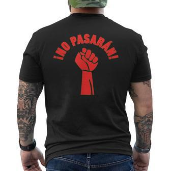 Unisex Kurzärmliges Herren-T-Kurzärmliges Herren-T-Shirt Schwarz mit ¡No Pasarán! & Roter Faust, Politisches Design - Seseable