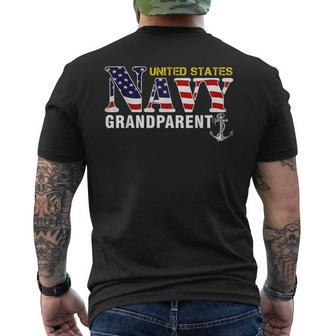 United States Flag American Navy Grandparent Veteran Men's T-shirt Back Print - Monsterry