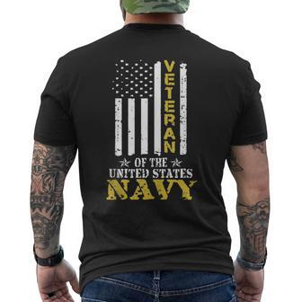 United States Navy Veteran American Flag Patriotic Men's T-shirt Back Print - Monsterry