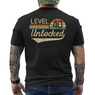 Unlocked Level 40 Vintage 40Th Birthday Men's T-shirt Back Print - Monsterry