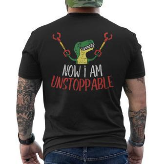 Now I Am Unstoppable Trex Dino Claws Dinosaur Men's T-shirt Back Print - Monsterry CA