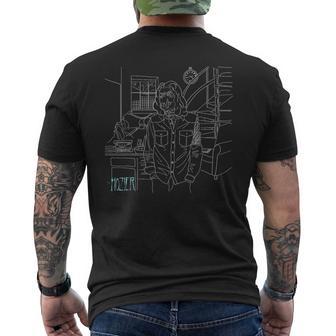 Urbanes Grafikdesign Kurzärmliges Herren-T-Kurzärmliges Herren-T-Shirt mit moderner Kunstlinie, Schwarz - Seseable