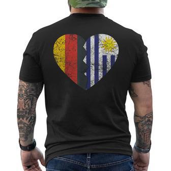 Uruguayische Deutsche Flagge Herz Deutschland Uruguay Flagge Wurzeln T-Shirt mit Rückendruck - Geschenkecke