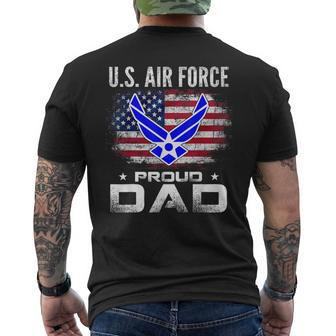 Us Air Force Proud Dad With American Flag Veteran Men's T-shirt Back Print - Monsterry UK