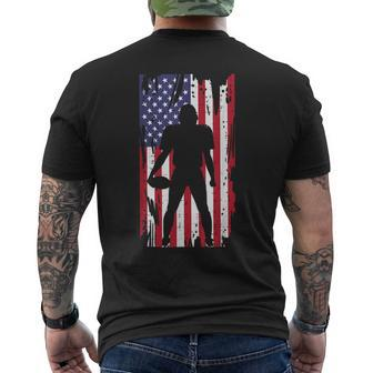 Us Flag American Football Player Silhouette Vintage Patriot Men's T-shirt Back Print - Seseable