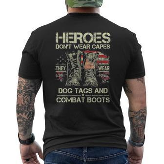 Us Flag Veterans Day I’M A Hero A Dad Grandpa And A Veteran Tee Mens Back Print T-shirt | Mazezy AU