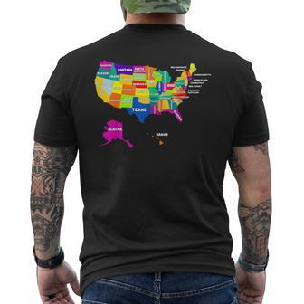Us Map With States Names United States Usa 3 Men's T-shirt Back Print - Monsterry