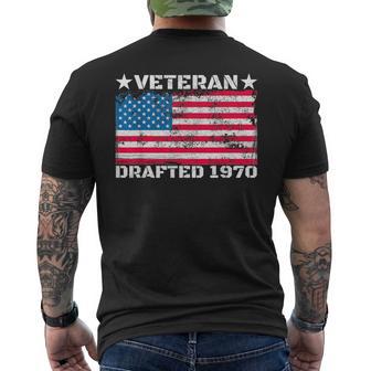 Us Military Veteran Drafted 1970 Vietnam War American Flag Men's T-shirt Back Print - Monsterry