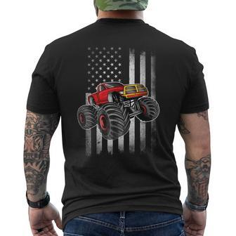 Us Monster Truck Usa Patriotic Flag American Boys Mens Back Print T-shirt - Thegiftio