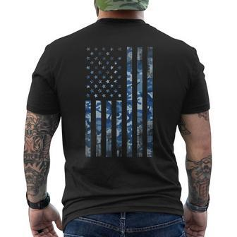Us Navy Camo Veteran American Flag Military Blue Men's T-shirt Back Print - Monsterry DE