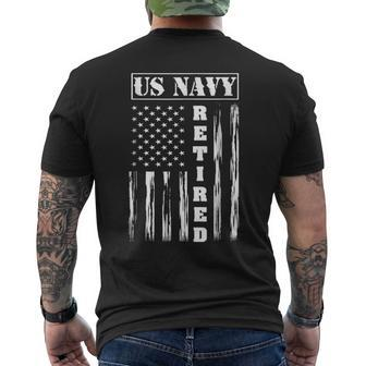 Us Navy Retired Distressed American Flag Men's T-shirt Back Print - Monsterry DE
