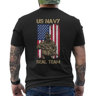 Us Navy Seals Team Proud American Flag Original Men's T-shirt Back Print - Monsterry DE