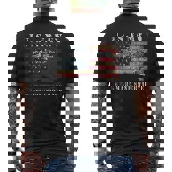 US Navy Submarine Service American Flag Vintage Mens Back Print T-shirt - Thegiftio UK
