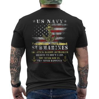 Us Navy Submarines Veteran Vintage Mens Men's T-shirt Back Print - Monsterry