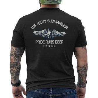 Us Navy Veteran Submariner Pride Runs Deep Flag Vintage Men's T-shirt Back Print - Monsterry CA