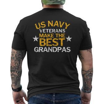 Us Navy Veterans Make The Best Grandpas Faded Grunge Men's T-shirt Back Print - Monsterry UK
