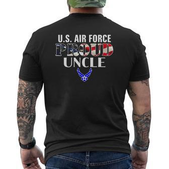 Us Proud Air Force Uncle With American Flag For Veteran Mens Back Print T-shirt | Mazezy
