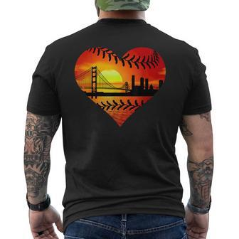 Us San Francisco Baseball Patriotic Baseball Vintage Heart Men's T-shirt Back Print - Monsterry AU