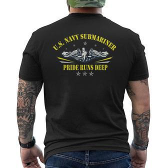 US Submariner Pride Runs Deep Flag Patriotic Veterans Day Men's T-shirt Back Print - Monsterry CA