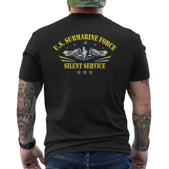 US Submarines Forces Silent Service Patriotic Veterans Day Men's T-shirt Back Print - Monsterry