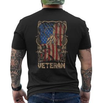 US Veteran Memorial Day American Flag Vintage Men's T-shirt Back Print - Monsterry