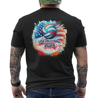 Usa 2024 Summer Games Volleyball America Sports 2024 Usa Men's T-shirt Back Print | Mazezy
