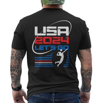 Usa 2024 United States American Sport 2024 Volleyball Men's T-shirt Back Print | Mazezy