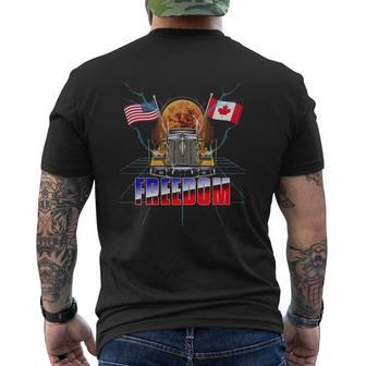 Usa American And Canada Flag Freedom Convoy 2022 Trucker Mens Back Print T-shirt | Mazezy AU