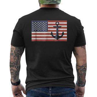 Usa American Flag Nautical Blue Anchor Patriotic Mens Back Print T-shirt - Thegiftio UK