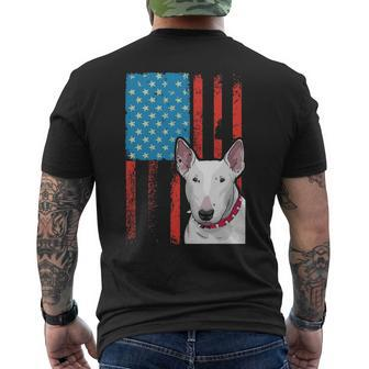 Usa American Flag Patriotic Dog Bull Terrier Men's T-shirt Back Print | Mazezy