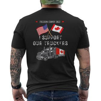 Usa And Canada Supports Our Truckers Freedom Convoy 2022 Ver2 Mens Back Print T-shirt | Mazezy