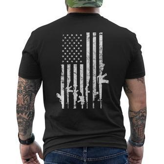 Usa Distressed Flag Guns Pro Gun 2Nd Amendment On Back Men's T-shirt Back Print - Monsterry CA