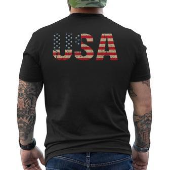 Usa Flag 4Th Of July American Flag Independence Day Vintage Men's T-shirt Back Print - Monsterry