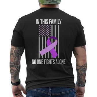 Usa Flag Alzheimer Ribbon Alzheimer Disease Awareness Men's T-shirt Back Print - Monsterry