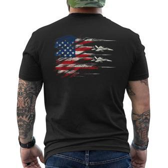 Usa Flag Fighter Jets 4Th Of July Patriotic Men's T-shirt Back Print - Monsterry