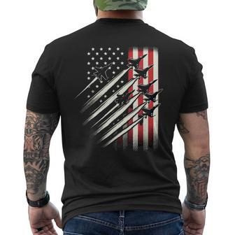 Usa Flag Fighter Jets Patriotic America Memorial July 4Th Men's T-shirt Back Print - Monsterry DE