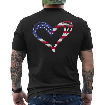 Usa Flag Heart Patriotic Armed Forces Memorial Day Clothes Men's T-shirt Back Print - Seseable