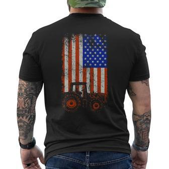 Usa Flag Tractor Farmer Men's T-shirt Back Print | Mazezy