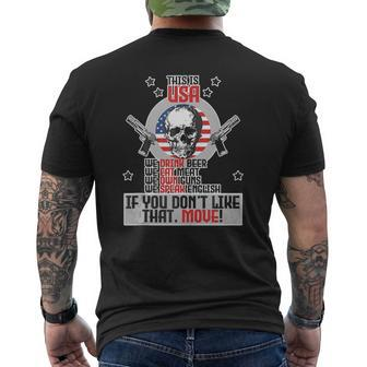 This Is Usa We Love Freedom We Drink Beer Skull Mens Back Print T-shirt | Mazezy