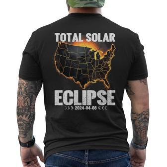 Usa Map 8 April 2024 Total Solar Eclipse 2024 Men's T-shirt Back Print - Monsterry