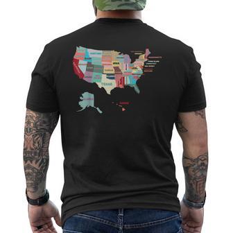 Usa Map With States Names United States Us Men's T-shirt Back Print - Monsterry CA