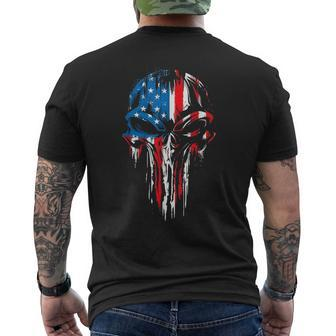 Usa Military American Skull Flag Patriotic 4Th July Mens Men's T-shirt Back Print - Monsterry DE