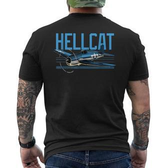Usa Military Warbird Airplane Hellcat Wwii Vintage Fighter Men's T-shirt Back Print - Monsterry DE