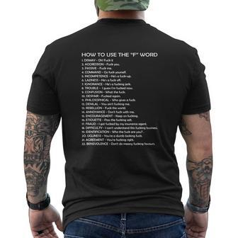 How To Use The F Word 1 Mens Back Print T-shirt - Thegiftio UK