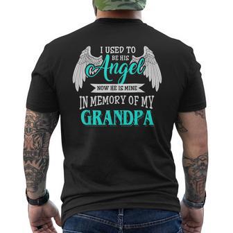 I Used To Be His Angel Now He Is Mine Grandpa T Men's T-shirt Back Print - Monsterry UK