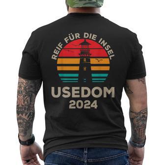 Usedom 2024 Inselreif Leuchtturm Motiv T-Shirt mit Rückendruck - Geschenkecke